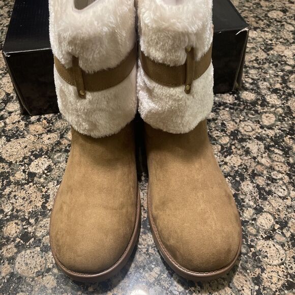 GBG BY GUESS Size 8.5M Brown Rhinestone Logo gg‎ Alstyn Boots New - Picture 4 of 10